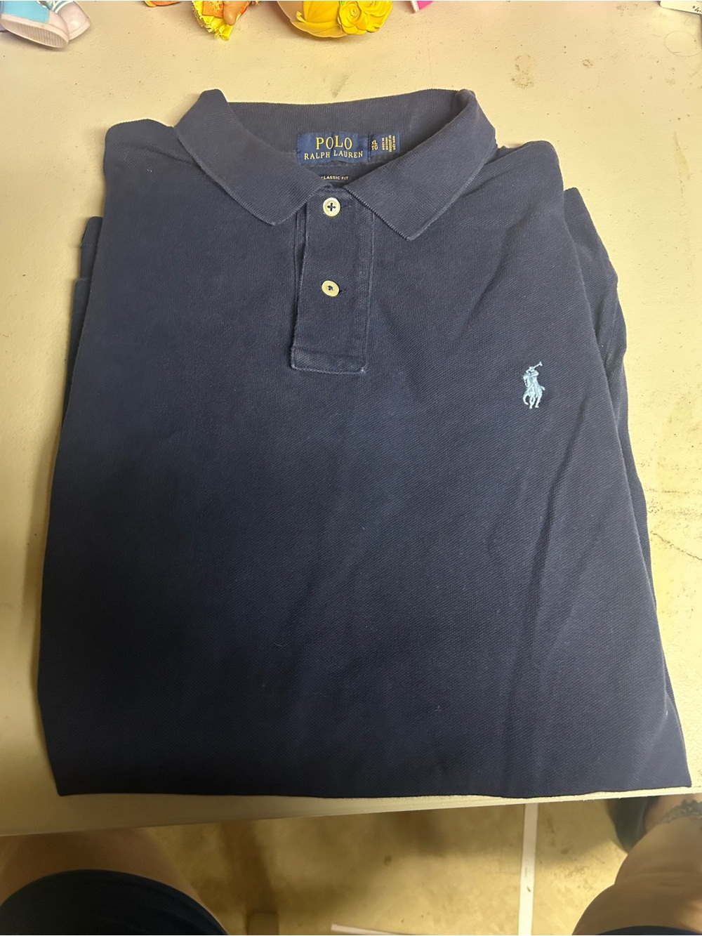 Ralph Lauren Navy Polo Shirt with Light Blue Pony